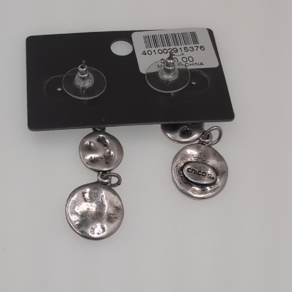 Chico's Silver Drop Earrings with Crystal Accents - Picture 5 of 5